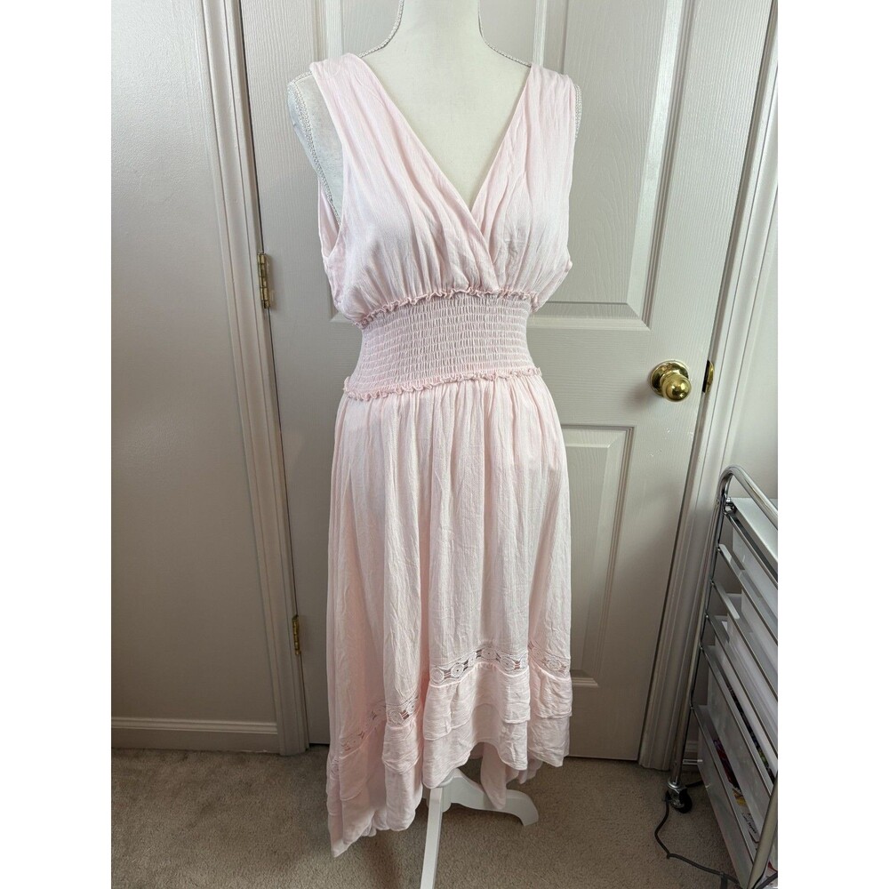 Pink Boho Low High Dress Halter Top Maxi Romantic Cottagecore Coquette - 545